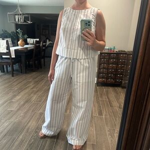 Striped Sleeveless Top and Pants Set